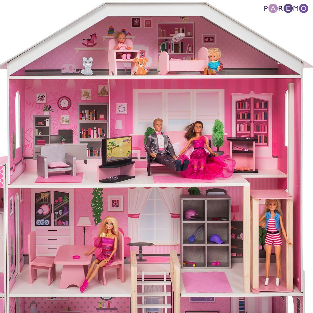 Интерактивный кукольный дом – Поместье Розабелла, с мебелью, свет, звук  